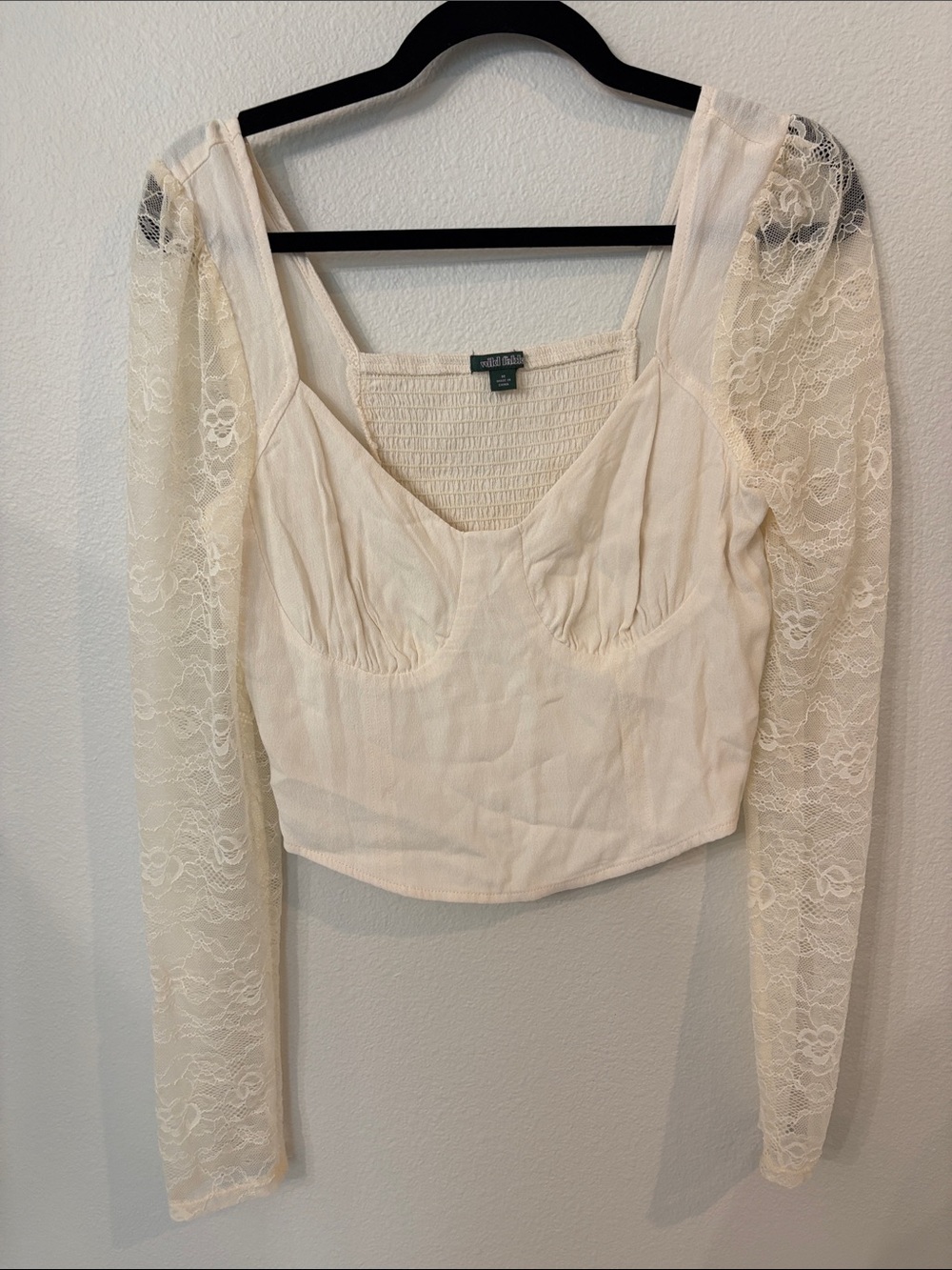 Wild Fable Cream Smocked Long Sleeve top